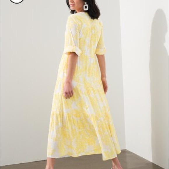 NWT Chicos Tiered Sea Island Paisley Maxi Dress in Yellow Pineapple Size 1/S - Picture 3 of 6